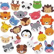 HiLLeo Diamond Art Kits for Kids Adults Beginner 24pcs DIY Animal Stickers Diamond Painting Kit Gem Art for Kids Boys Girls