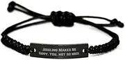 Joke Juggling Gifts, Juggling Makes Me Happy. You, not so much, Sarcastic Birthday Black Rope Bracelet From Friends, Jugglingbirthdaygift, Juggling balls, Juggling clubs, Juggling rings, Juggling, Silver Plated Zinc