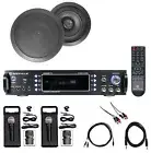 1000w Karaoke Bluetooth Amp/Mixer+(2) Black Ceiling Speakers+(2) Microphones