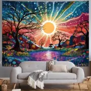 Tree of Life Tapestry Trippy Sun Forest Tapestry Colorful Starry Sky Tapestry...