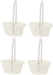 FONDOTIN 4pcs Decorative Woven Flower Basket Portable Plastic Flower Shop Packaging Baskets Simple Storage for Home Garden Decor