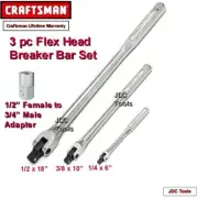 CRAFTSMAN TOOLS 3 PC BREAKER BAR FLEX HANDLE SET MATTE FINISH w LONG 18" X 1/2"