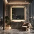 Large Square LED Bathroom Mirror Bluetooth Speaker Anti-fog Smart Makeup Mirror