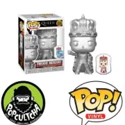 Queen - Freddie Mercury Platinum Metallic Pop! Vinyl Figure with Enamel Pin
