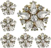 [Generic] Decorative Cufflinks - 6pcs Flower Button Covers | Detachable Rhinestone Covers | Star Shape Cufflinks Button Cover | Rhinestone Cufflinks Cover with Alloy Base | Sleeve Cufflinks for Weddings