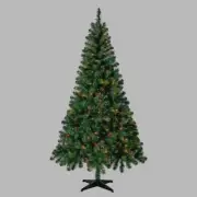 6.5FT Pre-Lit Christmas Canaan Fir Tree with 300 Multicolor Lights At Home