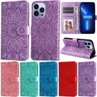 Flowers Pattern Wallet Flip Case Cover For iPhone 16 15 14 13 12 11 Pro Max XR 8