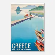 Galrie Corfu Greece Vintage Travel Poster: Stunning Artwork of the Idyllic Island Artwork, Poster Only, 70 x 100cm (28 x 40inch)