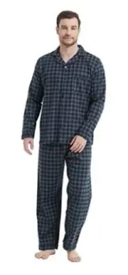 Men Flannel Pajamas Set 100% Cotton Brushed Pjs X-Large Classic Small Plaid