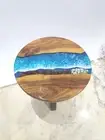48"x48" Round Ocean Wave Epoxy Coffee Table Resin Walnut Table Conference Table