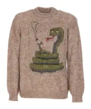 Magliano Snake Detailed Knitted Sweater Nude
