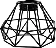 Lamp Guard Metal Bulb Cage Guard Diamonds Shape Vintage Lamp Shades Industrial Vintage Style Light Cage for, Industrial Ceiling Fixture Lamp Shade（Black）