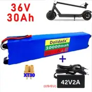 36V 30000mAh 10S3P Rechargeable Battery Pack 36V 30Ah XT30 with 42v 2A Charger