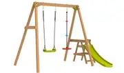 Backyard Blitz Wooden Swing Set with Slide