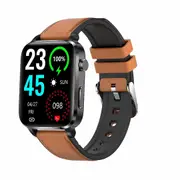 1.7 Inch Hd Square Screen Leather Strap Smart Watch Supports Body Temperature Monitoring / Blood Oxygen Monitoring