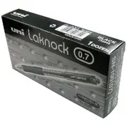 Uni Laknock Fine Retractable Ballpoint Pens Black 12 Pack