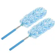 2Pcs 13.8 to 32.7 Inch Microfiber Duster Extendable Dusting Brush Blue