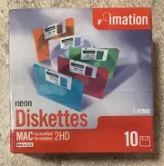 SEALED Imation NEON 3M 3.5 inch 10 Diskettes 2HD High Density