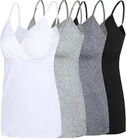 [SUIEK] Nursing Tops Tank Shirt Cami Sleep Bra for Maternity and Breastfeeding, Black/Dark Grey/Grey - Second Style