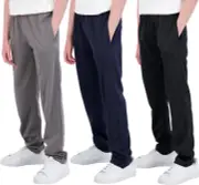 Real Essentials 3 Pack: Boys' Tricot Open Bottom Fleece-Lined Sweatpants with Po