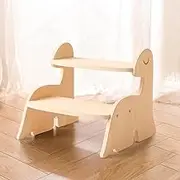 Dinosaurs Wooden Toddler Step Stool for Kids,Two Step Stool for Bathroom, Kitchen, and Toilet Potty Training Bathroom,Children's Stool with Handles