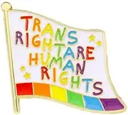 [sunruchao] Rainbow Flag Pin TRANS RIGHT ARE HUMAN RIGHTS Badge LGBT Pin Brooch Enamel Metal Lapel Pin Jackets Jeans Fashion Jewelry Accessories DIY Ornament, Metal