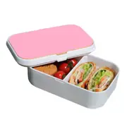 Lunch Box Food Container Snack Picnic Authentic Wood Strap Cutlery Pink