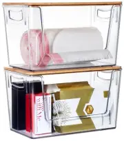 Hudgan 2 Set Stackable Storage Trash Bag Holder Dispenser for Home Edit, Pota...