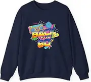 [Generic] Back to The 80s Retro Vintage Disco Music 80s Nostalgia Sweatshirt for Adults Crew Neck Long Sleeve Pullover