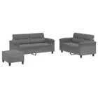 Sofa Set with Cushions 2-Seater Sofa Settee Dark Grey Microfibre Fabric vidaXL