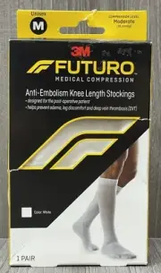 3M FUTURO Compression Anti Embolism Knee Length Stockings, White Size: M Unisex