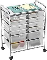 SimpleHouseware 12-Drawers Rolling Storage Cart, Clear