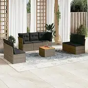 8 Piece Garden Sofa Set with Cushions Grey Poly Rattan Patio Bar Sets