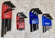 LOT OF 4 EKLIND ALLEN WRENCH SETS - U.S STANDARD & METRIC - 40 PIECES