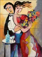 Abstract Tile Backsplash Warren Cullar Art Ceramic Mural WC148