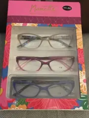 NANETTE LAPORE PREMIUM READING GLASSES +1.50 COLORFUL.TAN,ROSE & ROYAL BLUE NEW