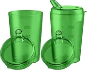 THERACASO Sippy Cup Set - 3 x 250 ml Sippy Cups with 3 Lids (4 x 4 mm & 12 x 10 mm Openings) for Seniors, Children & Patients with Limited Motor Skills - Dishwasher Safe (Green)