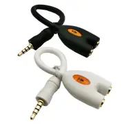 3.5mm Headphone Mic Splitter Adapter Cable 4 Pole TRRS Male to Dual TRRS Female
