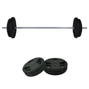 78kg Rubber Coated Ez Grip Cast Iron Weight Plate + 180cm Barbell Bar Weight Set