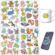 YSHIGUING 47 Pcs 5D Diamond Painting Stickers,Animal Cartoon DIY Diamond Stickers Painting Kit Printed by Number,Creative Craft Diamond Art Mosaic Sticker for Kids,Boys and Girls,Beginners Fun Gifts