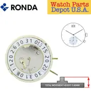 Ronda 6203.B Quartz Watch Movement, 3 Hand Date at 12 (Multiple Variations)