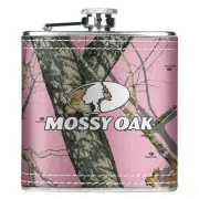 Mossy Oak Pink Camo Hip Flask, Stainless Steel Fabric Wrapped