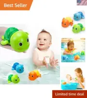 Bright and Safe Swimming Turtle Bath Toys Set for Toddlers - 1 Year Old Gift