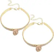 KOMBIUDA 2Pcs Adjustable Rhinestone Pet Necklace with Bells Cat Collar Accessories Sparkling Collar for Pets with Locator Bell Fit for Cats and Dogs