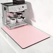 Rnivvi Coffee Mat, 16" x 24" Coffee Bar Mats for Espresso Machine Station Accessories and Organizer, Hide Stain Rubber Backed Absorbent Dish Drying Pad for Kitchen Counter, Cute Bar Decor Pad, Pink