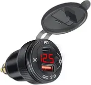 Car Repa Type-C &USB Charger DIN Plug Socket w Voltmeter Fit for BMW Motorcycle Spare partsir
