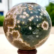413G Natural Ocean Jasper Jade Crystal Polished Sphere Ball Healing Ball