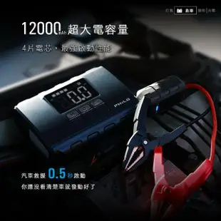 【Philo 飛樂】Q12 多功能救車電源/打氣組 快充版12000Mah(救車/無線/輪胎打氣機/照明 / 充電寶)