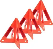 Mobestech 3pcs Triangle Reflective Road Tape Vest Markers Roadside Light Emergency Signal Flairs Cones Dot Traffic Flashing Stickers Safety Tailgate Caution Visibility Plastic Red