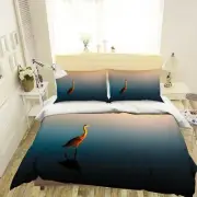 3D Blue Lake Crane NAO2164 Bed Pillowcases Quilt Duvet Cover Set Queen King Fay